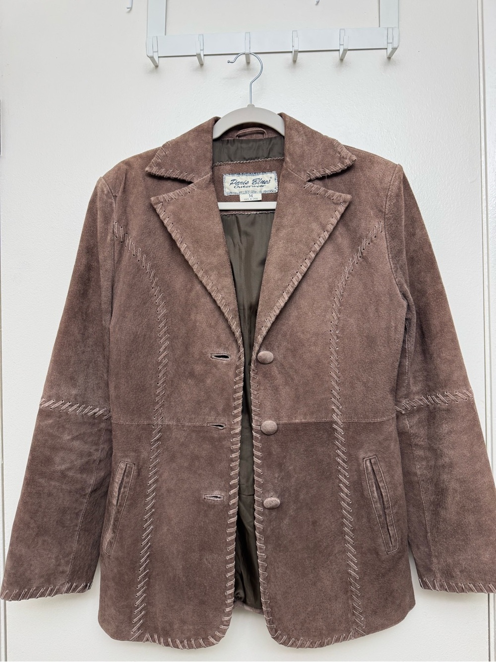 Paris Blues Chocolate Brown Suede Button Blazer